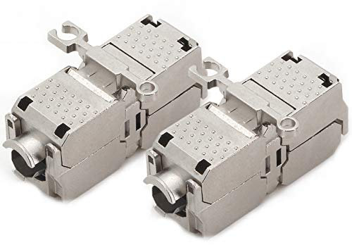 1aTTack.de Cat. 6A Keystone Verbinder werkzeuglos Schneidklemme auf Schneidklemme AWG 22 bis AWG 26 Bronze vernickelt Silber 2 Stück