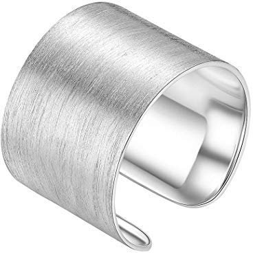 S925 Silber Einfache Art und Weise glatt/gebürsteter Offen Ring, Offener Paar Ringe Für Damen/Herren, Personalisiert S925 Silber glatt/gebürsteter Offen Ring（Breit5/10/15mm）