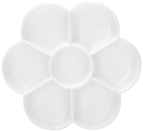 Palette Aquarelle, 7 Trous Imitation céramique Prune en Forme de Palette Art Dessin Peinture Plateau Huile Aquarelle peintures acryliques Tenue pour Beaux Artistes Crafter(Blanc)