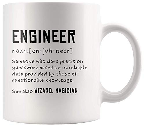 Panvola 'Engineer Definition Someone Who Does Precision ' Divertente tazza da caffè per studente di ingegneria e nuovo contrabbandiere autorizzato (11 once, bianco)