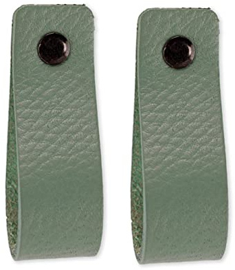 Brute Strength Ledergriffe für Möbel 16,5 x 2,5 cm Blassgrün 2 Stück | Handgefertigte Möbelgriffe und Lederschlaufen aus Leder; für Schranktüren und Schubladen, Schrauben inklusive