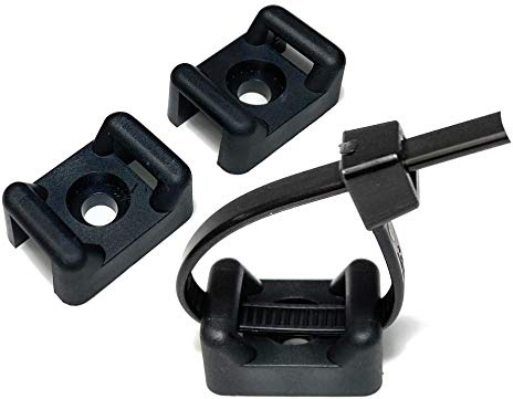 Black Nylon Screw Mount Cable Tie Base Cradle (10, 3.6mm, Screw: M3)