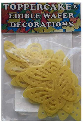 Toppercake Edible Butterfly Wafer Cup Cake Topper Decorations Yellow (Pack of 24)