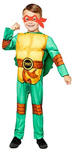 Amscan - Kinderkostüm Teenage Mutant Ninja Turtles, Overall, gepolsterter Panzer, Mütze, 4 Augenmasken, Superhelden, TMNT, Schildkröte, Motto-Party, Karneval