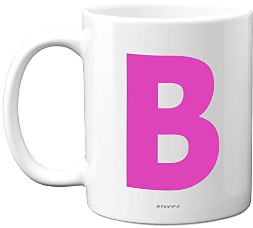 Stuff4 Personalised Alphabet Pink Initial Mug - Letter B Mug, Gifts for Her, Mothers Day, Birthday Gift for Mum, 11oz Ceramic Dishwasher Safe Anniversary, Valentines, Christmas, Retirement