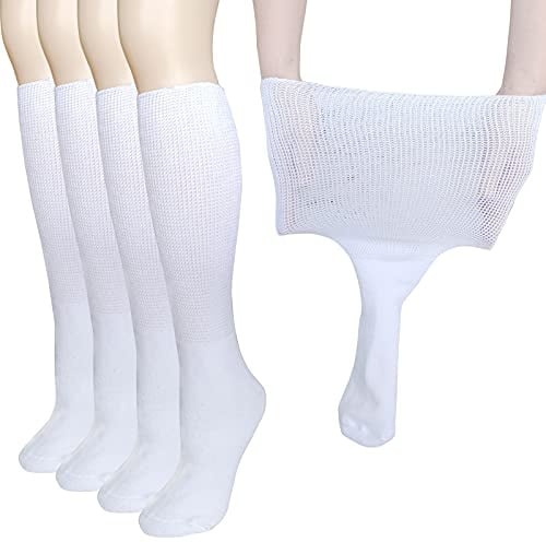 CIRZUEX Extra Wide Socks for Lymphedema Swollen Feet Leg, Bariatric Socks, Cast Boot Sock, Diabetic Non Binding Neuropathy Swelling Women Men 2 Pairs