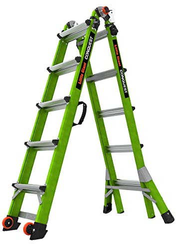 Little Giant Ladders Systems Conquest 2.0, M22, 22ft, Multi-Position Ladder, Fiberglass, Type 1A, 300 lbs Weight Rating, (17122-001), Green
