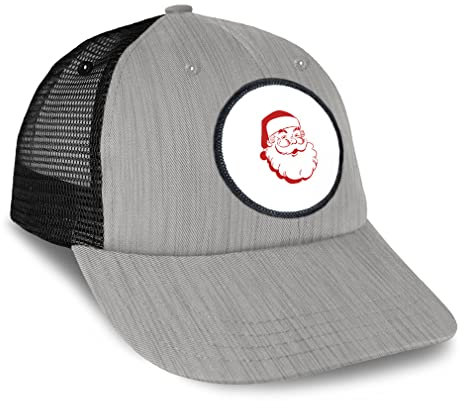 Patch Mütze Trucker Baseball Cap Charismas Santa Vintage Look Saint Nick Baumwolle, Heather Grey Black Circle Patch, Einheitsgröße