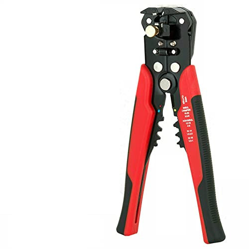 Automatic Wire Stripper Crimper, 3-in-1 Self-Adjusting Wire Cutter & Cable Stripper, Crimping Tool Plier Cutter for Home and Car Electrics Wiring, 10-24 AWG (0.2-6.0mm²) Red