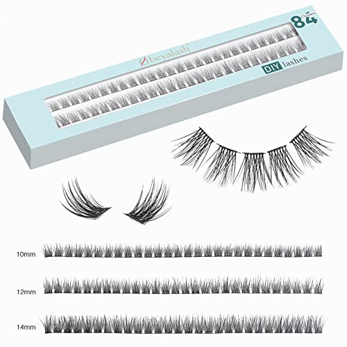 Faux Cils Individuel Extension de Cils Thin Band 100% Handmade 3D Effet Naturel Réutilisables Cils Volume 10mm 12mm 14mm DIY Lashes 84 Cluster by Obeyalash (C-2 Mix)