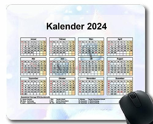 YENDOSTEEN Mauspad mit Kalender 2024,HD-Schriftart, Träume Inschrift Kreise Spielen Licht Mauspad-Matte