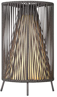 blomus Mobile LED-Leuchte -ROPE- | Farbe Coal | ⌀ 34 x 54H cm | Korpus aus gewickelten Seilen | Akku Kabellos | 3 Helligkeitsstufen | Outdoor