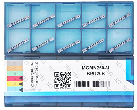 CDBP Inserto per utensili tornio da taglio 2,5mm placchette troncatura Mgmn250-m, Inserti per scanalatura in carburo, rivestimento PVD,10 pezzi