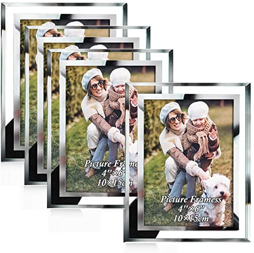SENENQU 4er Set Bilderrahmen 10x15 Glas Fotorahmen Photo Frame Glass Picture Frame 4x6 Zoll Foto Rahmen Hochzeit Familie
