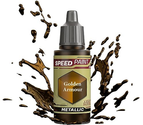 The Army Painter Speedpaint 2.0 Golden Armour Metallic, Single Acrylic Non Toxic Paint, One-coat Contrast Painting Solution for Fantasy Tabletop Miniatures, 18ml