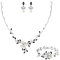 EVER FAITH CZ simulierte Perle Blume Blatt filigrane Halskette Ohrringe Armband Set Schwarz Silber-Ton