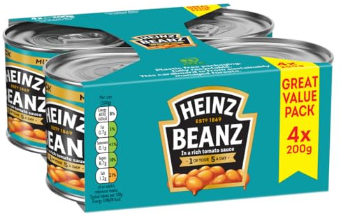 HEINZ Beanz in a Rich Tomato Sauce Great Value Pack 4 x 200g