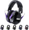 Dr.meter Cascos Antiruido, Cascos Insonorizados SNR 31dB Banda Ajustable para la Cabeza Plegables Defensores para Campo de Disparo Caza Negro+Morado