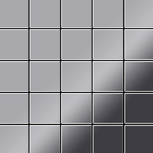 Mosaik Fliese massiv Metall Edelstahl hochglänzend in grau 1,6mm stark ALLOY Century-S-S-M 0,5 m2