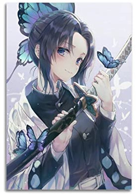 Demon Slayer Beautiful Kochou Shinobu Art Poster Dekorative Malerei Leinwand Wandkunst Wohnzimmer Poster Schlafzimmer Malerei,Wandkunst Bilddruck Moderne Familienzimmer Dekor 12x18inch(30x45cm)