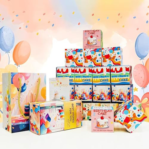 Lustig Explosionsbox Geburtstag Geschenke Überraschungsbox mit Grußkarte Konfetti DIY Explosionsgeschenkbox Pop Up Geldgeschenke Verpackung für Muttertag Hochzeit Abschlussfeier Ginkago Set de fiesta