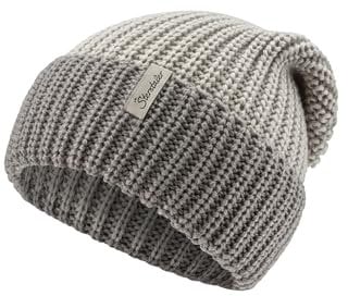 Sterntaler Strickmütze mit Umschlag - Lässige Unisex Beanie - Winter Mütze Two Tone - Kinder Mütze mit Rippenstrick Muster - Silber Melange, 53