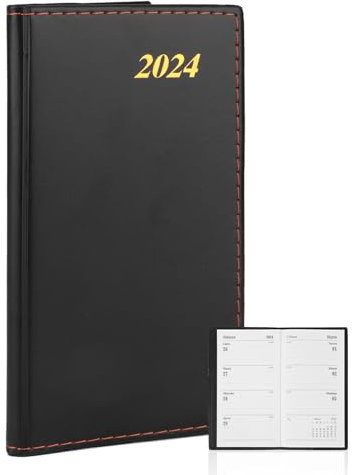 Terminplaner 2024, Kalender 2024 12 Monate Buchkalender Taschenkalender 2024 A6, Schwarz Planer 2024 für Aufzeichnung Arbeits und Reiseterminpläne Verwendet​