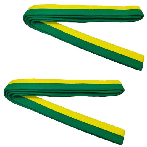 Niuhong 2 Pcs Judo Karate Gürtel Kampfsport Sport Gürtel Taekwondo Belts Professioneller Karate Aikido Belt Dickem Stoff Weißgurt Kinder Erwachsene Kampfsportgürtel Kofun 260cm (Gelb grün)