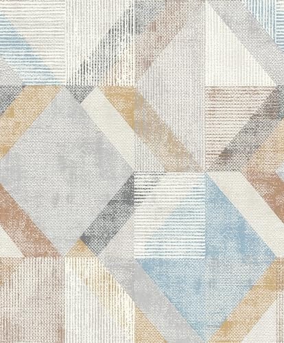 Rasch Tapeten 311907 - Vliestapete mit Drei- und Vierecken in Hellgrau, Hellblau, Braun, Gelb und Anthrazit aus der Kollektion Color your life - 10,05 m x 0,53 m (LxB)