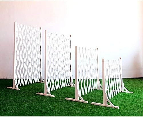 ELzEy Weißer Zaun/Zierzaun für den Balkon/Sichtschutzzaun für den Garten/Gitterzaun aus Holz, Teleskop-Leitplanke/Zaun für Haustiere (160 x 40 cm)