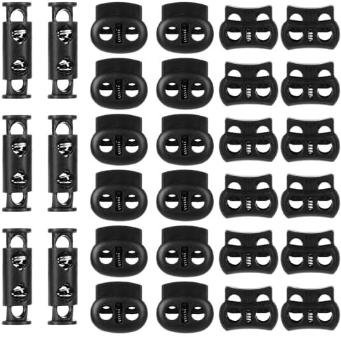 cobee 18 Stück Kordelstopper 2 loch, Kunststoff Cord Locks für Drawstrings Federschnur Schlösser Kunststoff Double Hole Draw String Clip für Schnürsenkel Drawstrings Paracord Bags Clothing und mehr
