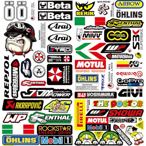 3 Bilder Motocross Sponsoren Aufkleber Vinylaufkleber Tuning Motorrad Aufkleber Set Moped Sticker Auto Motorradaufkleber Helmaufkleber Geeignet für Motorräder, Rennen, Helme und Mehr(B)