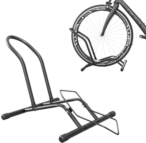 SPORTNOW Aparcamiento para Bicicletas de Suelo Portátil 59x41x38 cm Negro | Soporte para Bicicletas de Acero, Aparca Bicis, para Interior y Exterior