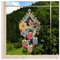 DSD Design-Studio Drechsler Fensterbild Stieglitz mit Frühlingsblüten blau Plauener Spitze Oster-Spitzenbild mit Vogel-Motiv 34 x 19 cm