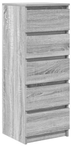 vidaXL Aparador con cajones Sonoma Gris 37,5x35x99cm Madera ingeniería, Armario de Almacenamiento, Mueble aparador, Mueble de Pasillo, Mueble Buffet