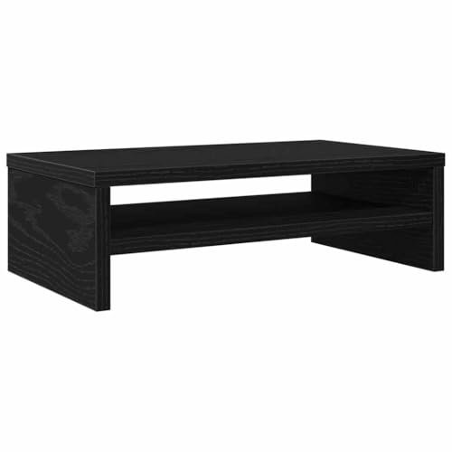 vidaxl monitor stand black oak engineered wood desk mount - 42x24x13 cm space-saving riser for office, study, home