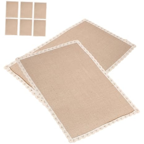 LAPYAPPE 8stücke Teiliges Von Jute-platzsets Mit Makramee-Spitze Rechteckige Tischunterlagen Für Rustikale Essbereiche Outdoor-Dining Und Farmhouse-küchen