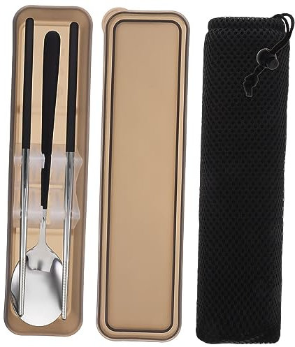 Cabilock Cuchara Reutilizable De Vajilla De Almuerzo Palillos Con Estuche Kit De Comidas