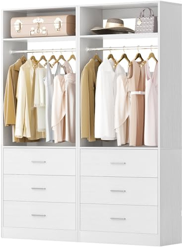 Besiost Closet Systems with 6 Wood Drawers, Closet System Set of 2