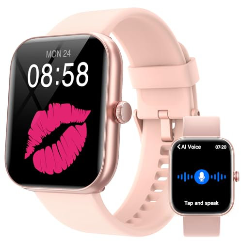 Smart Watch for Women, Answer/Make Calls,Smart Watches for Women iPhone/Samsung/Android,Alexa Built-in, Fitness Watch with Heart Rate Sleep SpO2 Monitor,IP68 Waterproof, 100+ Sports-Pink