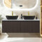 LUVODI Armario de Baño Suspendido con 2 lavabos de cerámica, Mueble de baño con Grifo de Bronce, Tapa de PVC y Cuerpo de Armario Color Nogal, Juego de Muebles para baño, 120x50cm