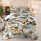 Bettdecke 140X200 4 Jahreszeiten Steppdecke Mit 200Gsm Mikrofaser Füllung, Antiallergisch & Waschbar, Leichte Ganzjahresdecke Mit 2 Kissenbezügen,3D Druck Goldene Blumen