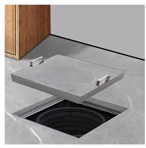 HDYZJQ schachtdeckel Versenkter Schachtdeckel für Fliesen, versiegelte Klärgrubenabdeckungen für Keller, Garten und Innenhof mit Sockel und Rahmen, Auffangbecken-Flachdeckel(LxW 60 x 50 cm)