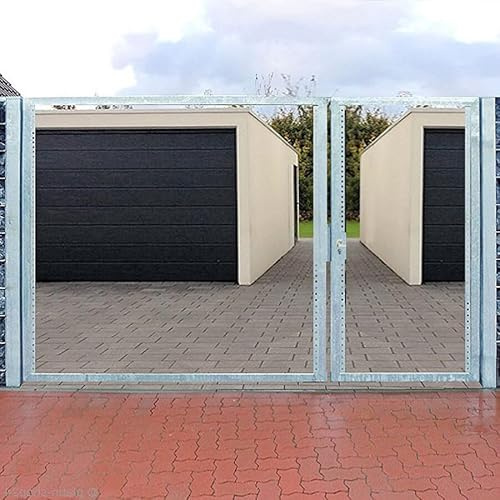 Einfahrtstor 300x180cm 2 Flügel Asymmetrisch Verzinkt ohne Füllung Tor Gartentor mit Pfosten