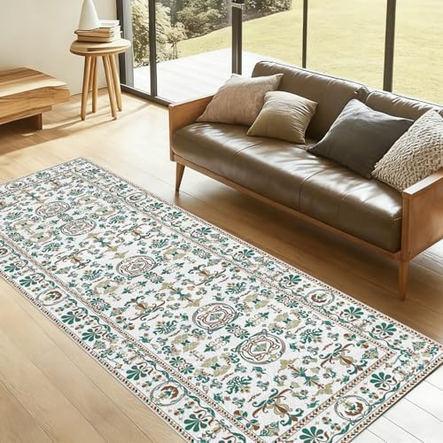 YGcegcia Ethno Wildblumen Läufer Teppich 60x300cm Waschbar Schmutzabweisend