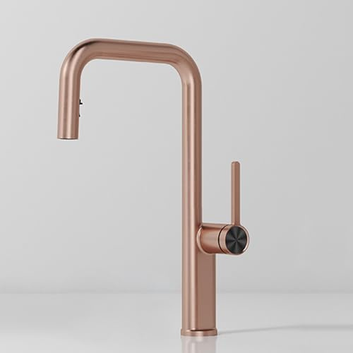 Rose Gold Kitchen Mixer Tap with Pull Out Spray, Single Handle Sink Faucet, 2 Spray Modes, 1 Hole Design, Modern Kitchen Plumbing Fixture