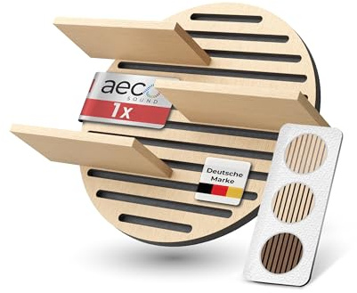 Aeco Sound® Akustikpaneele Holz - Wandregal - Echtholz Eiche & Akustikfilz | Regal Wand, Schalldämmung, Holzpaneele, Schweberegal - Eichenholz (hell) & extra dicker Akustikfilz (Schwarz)
