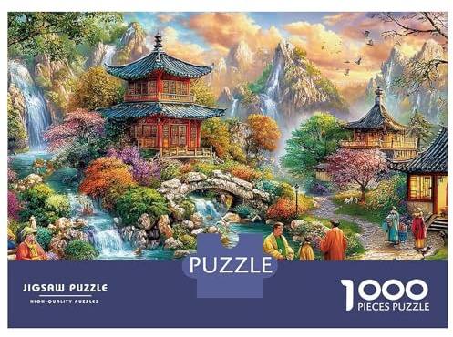 Östliches Paradies Karton 1000 PC DIY Drache in Fantasiestadt Puzzle, Spaß Für Erwachsene & Teenager, Stresslinderung Wind Down, Wanddekoration & Geschenk 52x38cm/1000pcs