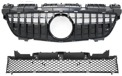 Front Kühlergrille Kühlergrill Für Mercedes Für Benz Für R172 SLK 2011-2015 Sport Fronteinlass Grille Racing Grill Zubehör Facelift Haube Mesh Grid Für Diamond GT St(Black 1)