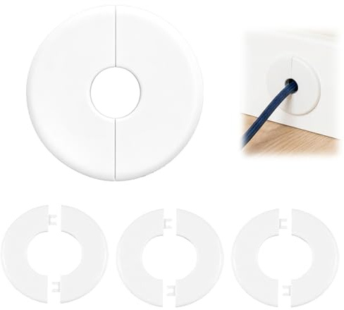 4 Pack Cable Grommet,White Wall Hole Cover for 10mm Holes,Protect Cable | Flexible Cord Hider Pass Through for TV,Ethernet Cable Management for Home & Offic,Prevents Cable Damage